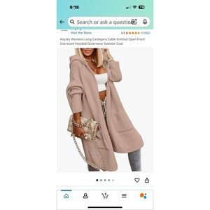 Aoysky Womens Long Cardigans Cable Knitted Open Front Oversized Hooded 375352